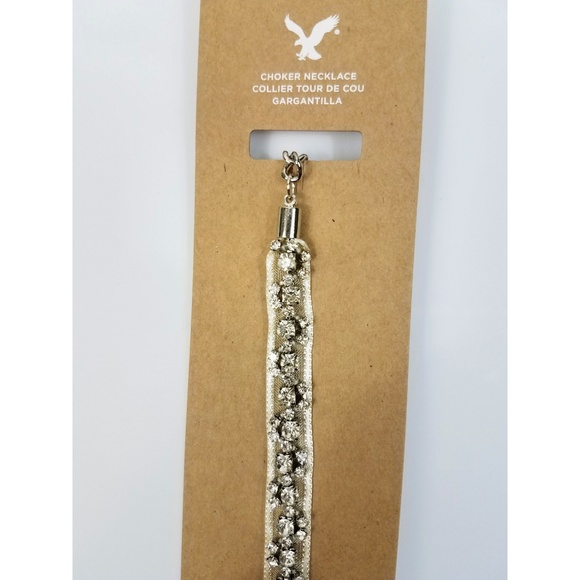 American Eagle Silver Rhinestone Choker Necklace - Picture 2 of 4